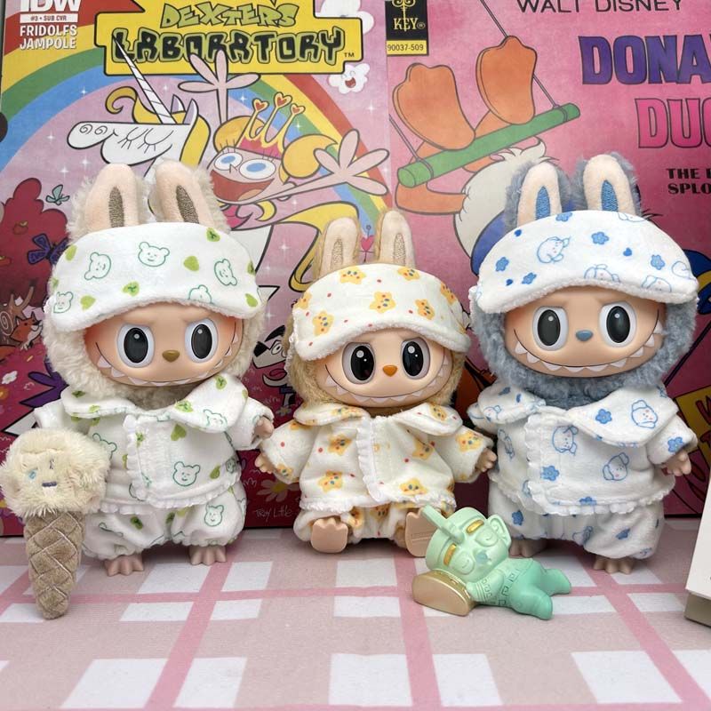ラブブ ラブブ 服ペンダント 座り姿勢 パジャマシリーズ 座り姿勢 パーティー ベビー服 ビニール製 第一世代と第二世代 着用可能|undefined