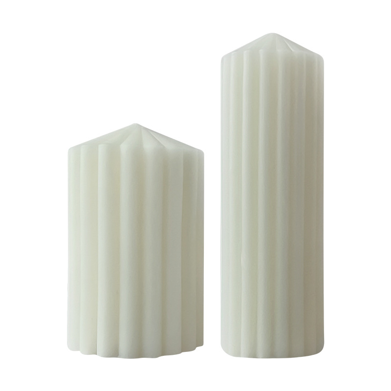 Geométrica en punta superior a rayas cilíndrico vela molde DIY a rayas cilíndrico aromaterapia vela jabón hecho a mano fragancia molde de piedra