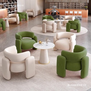 Scandinavian Casual Fabric Sofa Beauty Salon Rest Area Sofa Hotel Lobby Restaurant Light Luxury Dining Table and Chair Combination