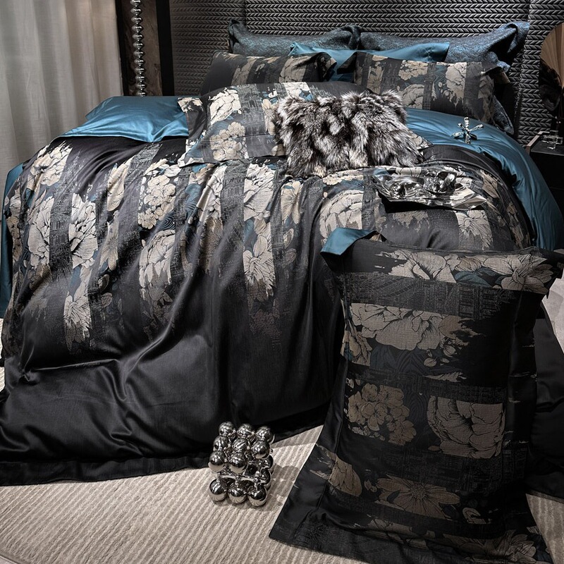 Yilaisa Italian-Style 200S Egyptian Long-Staple Cotton Four-Piece Set of Classy Yarn-Dyed Jacquard Cotton Accessible Luxury Bedding