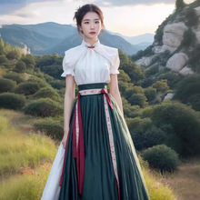 新中式女装深绿色马面裙套装夏季新款小个子古装仙气飘飘超仙汉服