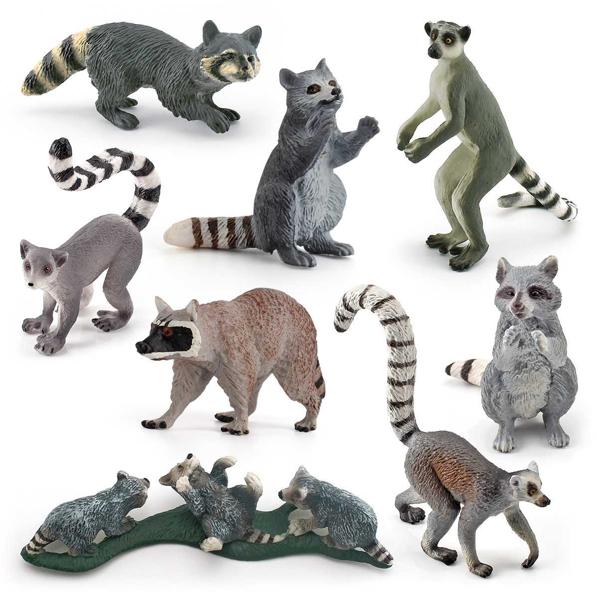 Exportación transfronteriza de simulación para niños modelo animal bosque mini mapache anillo cola Lemur decoración animal juguete al por mayor