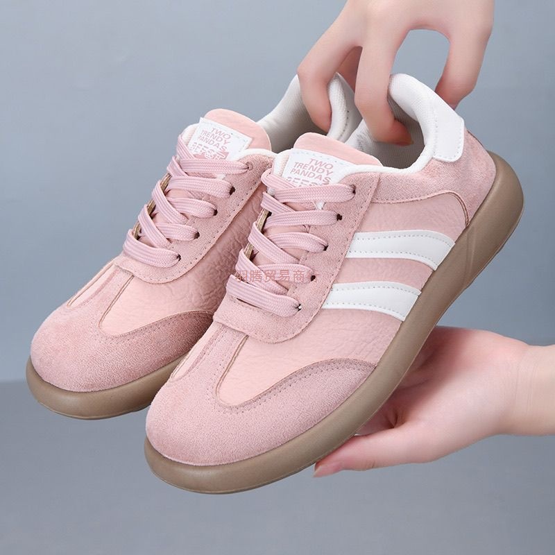 爆款德训女春秋季新款圆头系带防滑软底舒适百搭运动休闲板鞋成年