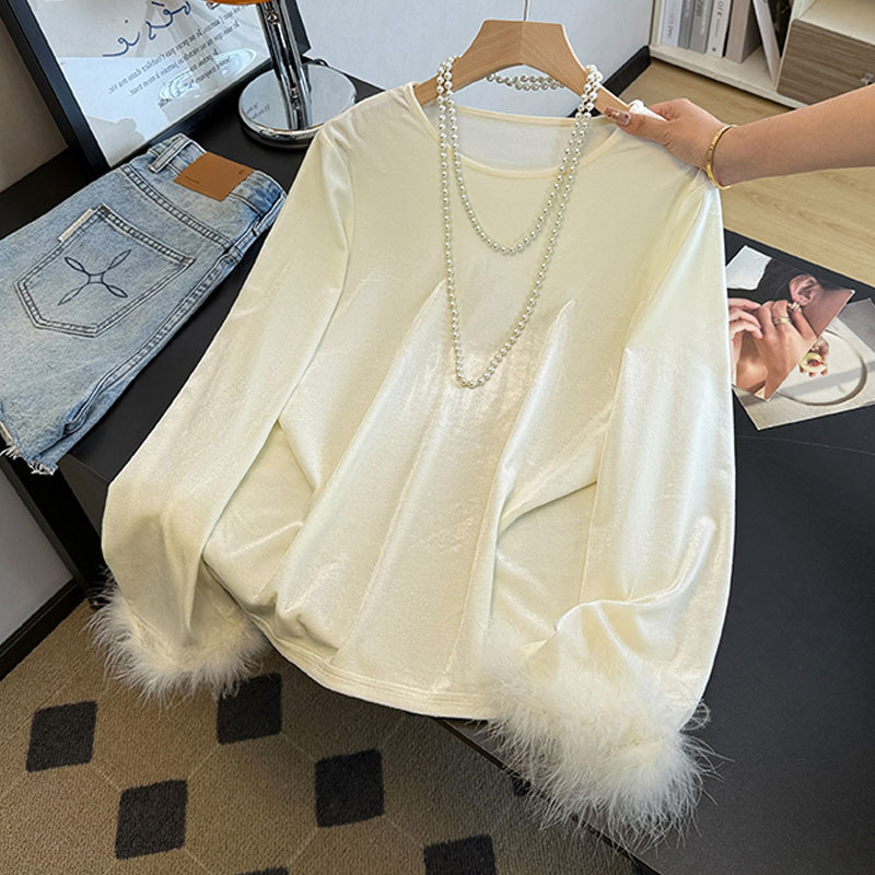 New Chinese Style National Style Bottoming Shirt Silk Velvet Inner Top Autumn and Winter Classy Beautiful Long-Sleeved Vest T-Shirt for Women