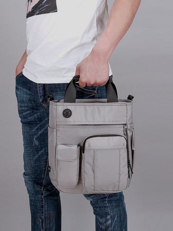 Bolso de hombro de un solo hombre bolso de mano multifuncional de ocio viaje de negocios bolsa de computadora de archivo de tela de nylon