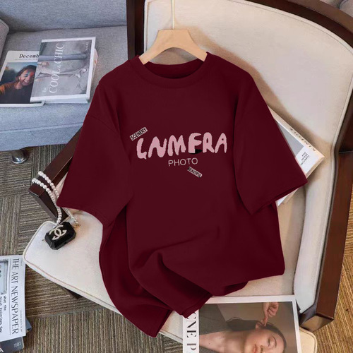 High-quality pure cotton women's short-sleeved T-shirt 2025 summer medium-long length loose slimming plus-size top