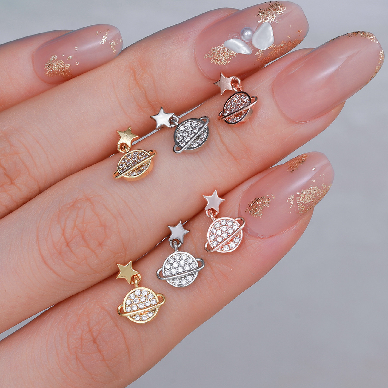 Fashion Star Brass Inlay Zircon Ear Studs 1 Piece