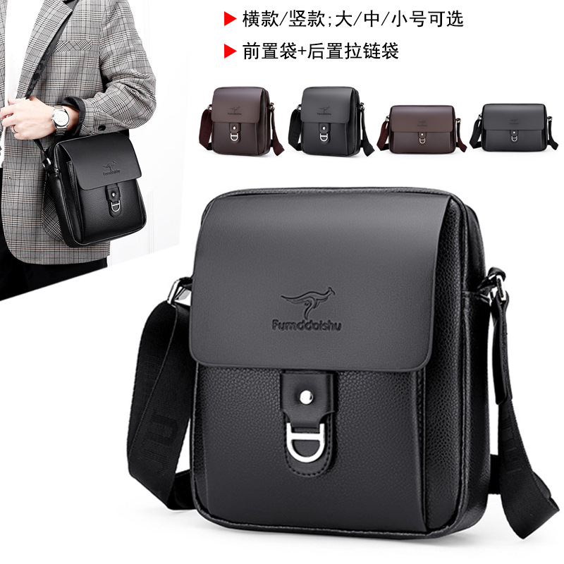 Nueva Bolsa de Negocios Moderna para Hombre, Bolsa de Hombro de Cuero Impermeable, Gran Capacidad, de Alta Calidad, Bolsa Cruzada Tipo Canguro al por Mayor