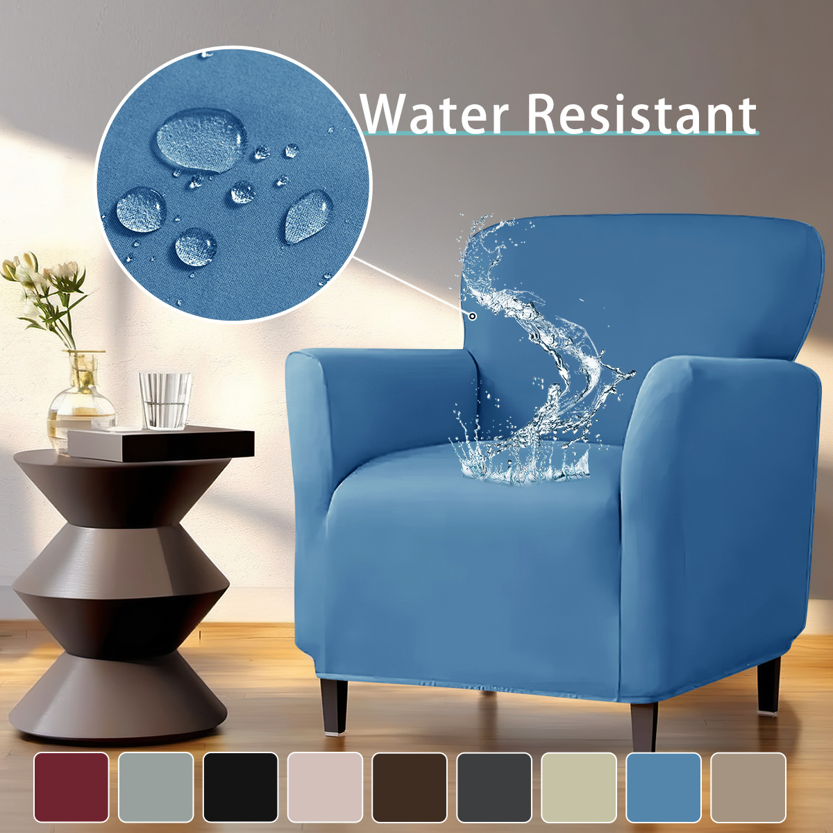 SHEIN en stock sofá cubierta impermeable de seda de leche pequeña cubierta de sofá elástica de color sólido cubierta de sofá de una sola persona