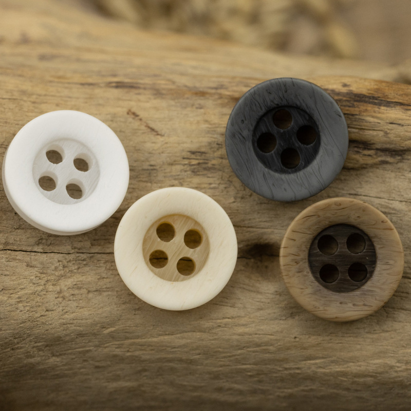 Bleached Beige Vintage Shirt Resin Button Matte Wood Brown Black Artistic Shirt polo Button