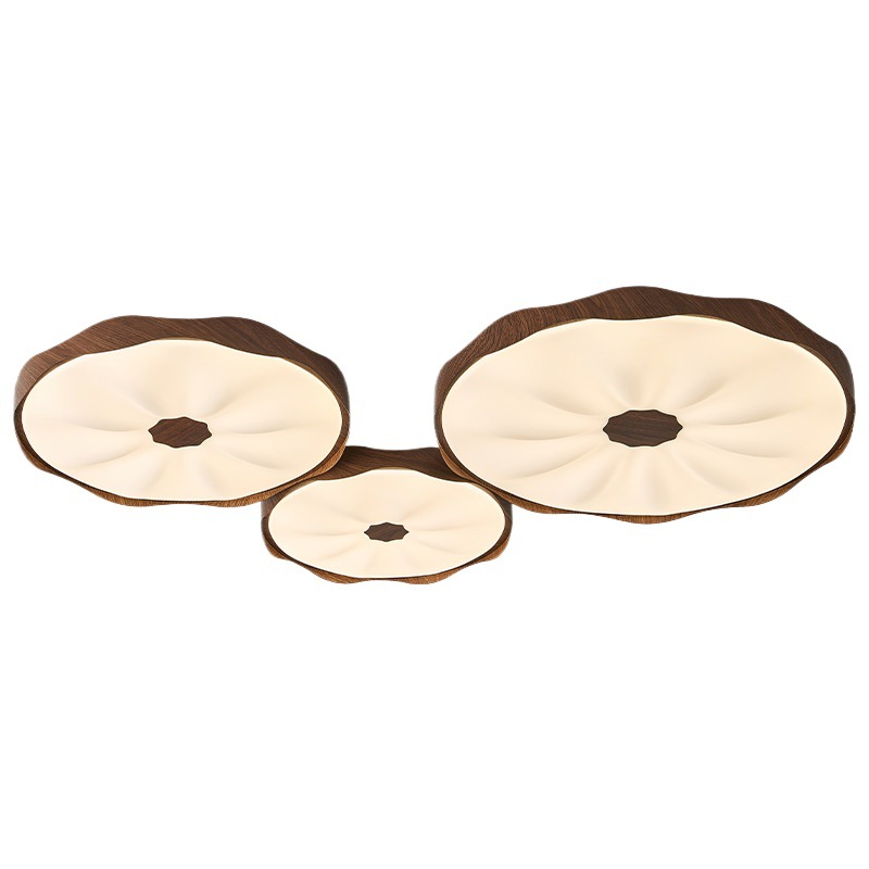 Lámpara de dormitorio, estilo antiguo, nogal retro, grano de madera, protección ocular, lámpara de sala de estar, hoja de loto china simple, lámpara de techo de habitación creativa