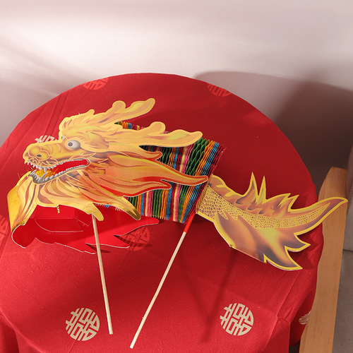 Hand-held Internet celebrity paper-cut colorful dragon wedding decoration photo props wedding supplies bride and groom wedding room faucet national style