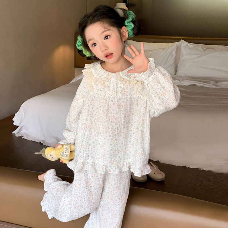 SeedMelon女童睡衣a类纯棉春秋款儿童家居服全棉宝宝长袖套装53|undefined