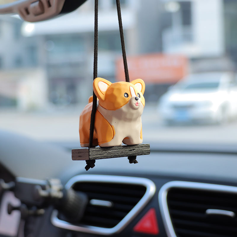 5 Wood Carving Wind Dog Ornaments Resin Cartoon Doll Car Decorations Car Rearview Mirror Pendant Pendant