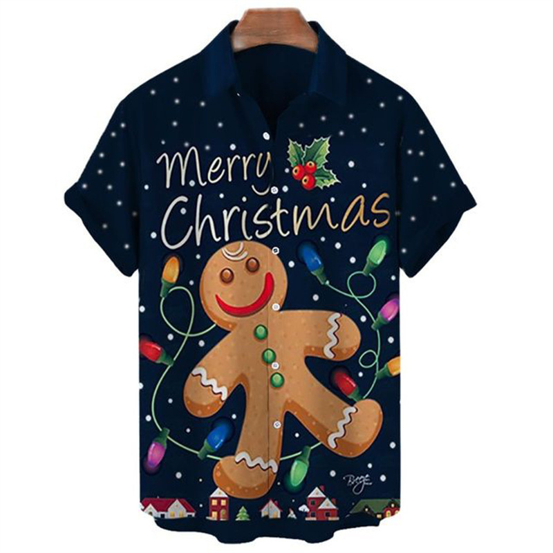New Summer Hawaiian Shirt 3D Print Christmas Casual Men's Beach Short Sleeve Versatile Shirt Fashion Wholesale New Summer Hawaiian Shirt 3D Print Christmas Casual Men's Beach Short Sleeve Versatile Shirt Fashion Wholesale