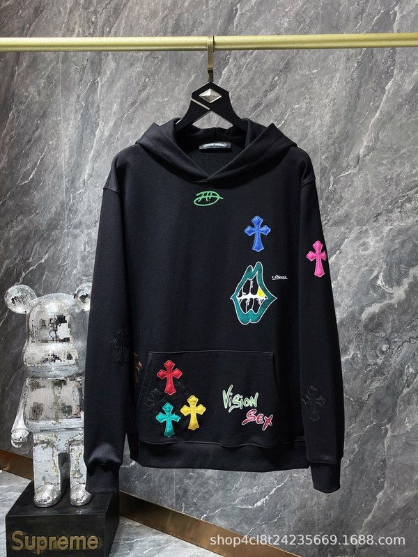 24SS Crow 正しいバージョン馬蹄パターンサンスクリット古典フード付きスウェットシャツ男性と女性のための同じスタイルのジッパースウェットシャツ卸売|undefined