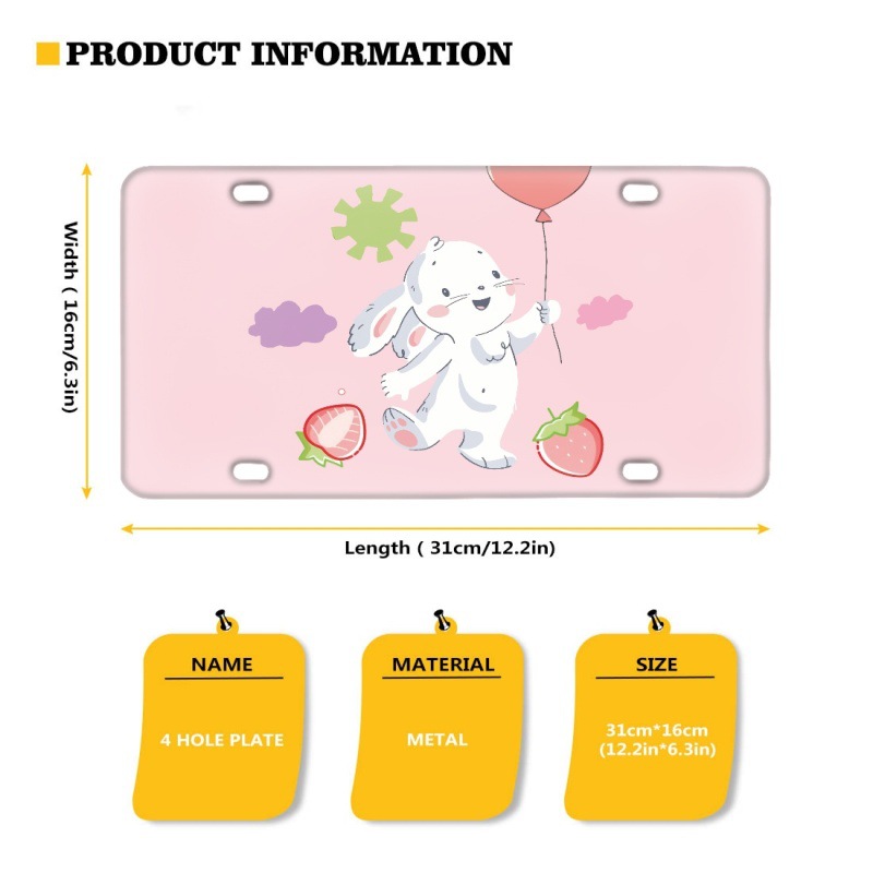 厂家直销 卡通风格兔子章鱼鳄鱼图案汽车车牌 铝合金时尚潮流铭牌