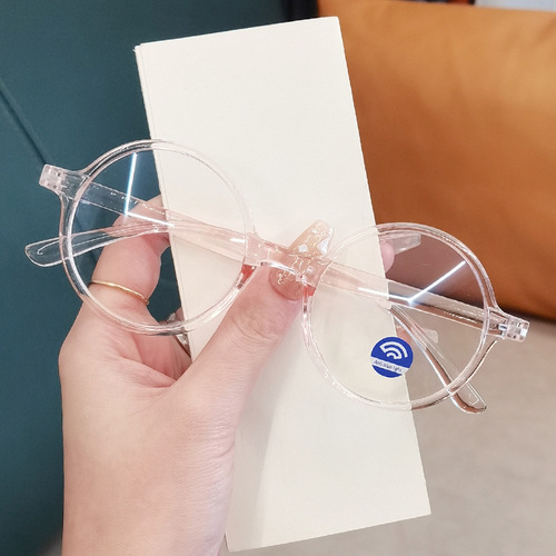 欧莱欧2024新款圆形透明防蓝光眼镜女电脑手机护目镜男女平光