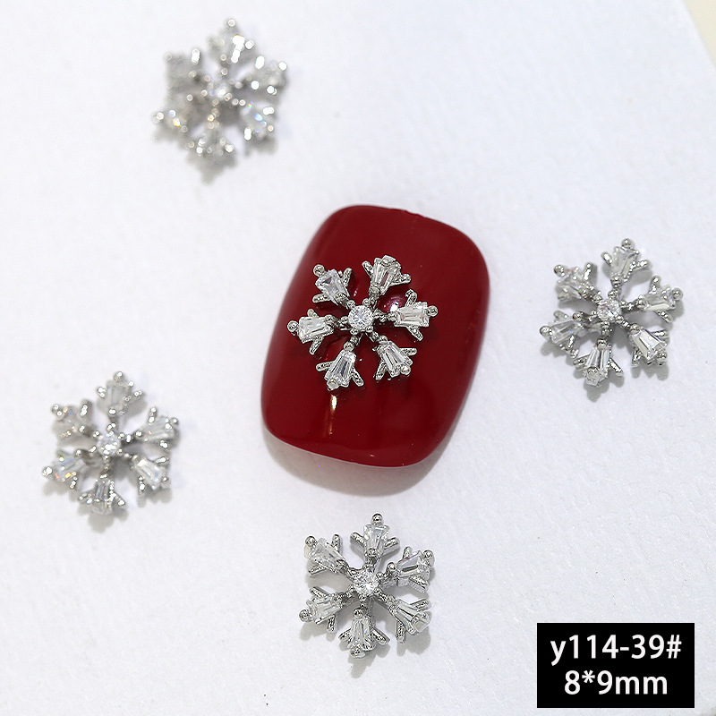 Nueva Luz de lujo de plata de Navidad ZIRCON accesorios de uñas flash de alto grado de copo de nieve ELK nail diamante joyería al por mayor