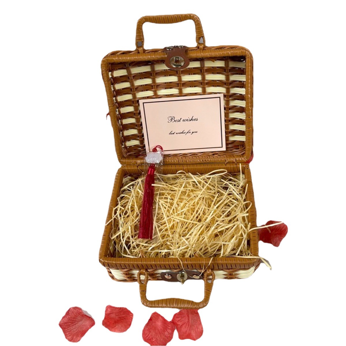 Dama DE HONOR caja de regalo de almacenamiento de mano estilo de moda ratán-como caja de almacenamiento de suministros de limpieza caja de almacenamiento maleta ramo