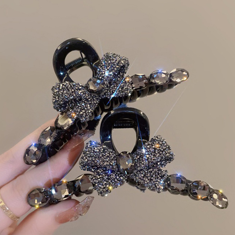 Diamond Butterfly Bow Large Clip High-End Chignon Hairpin for Women, 2023 New Style Elegant Clip Hair Accessory for Rear Head