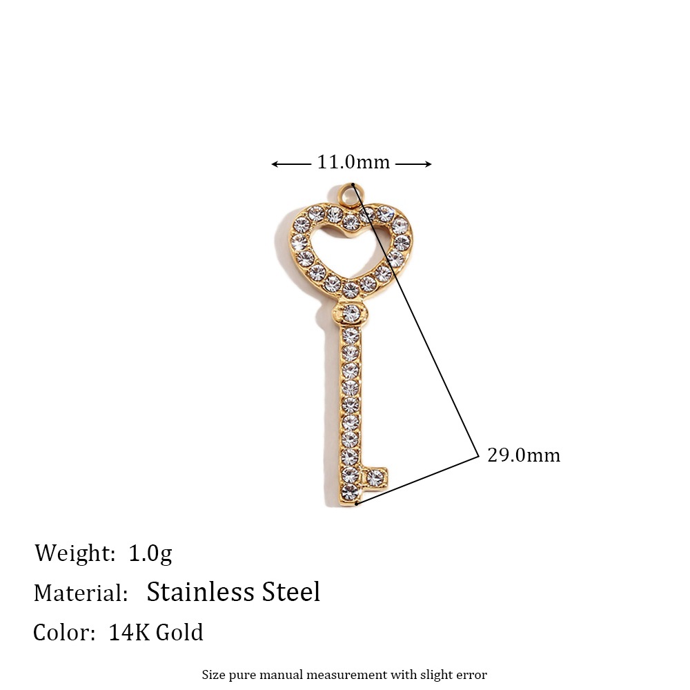 Golden pendant heart shaped for keys with zircon