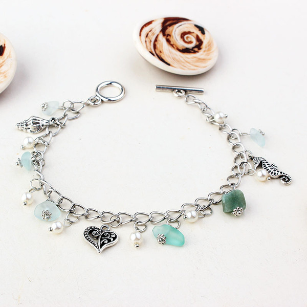 Sapphire ankle bracelet pearl for yoga