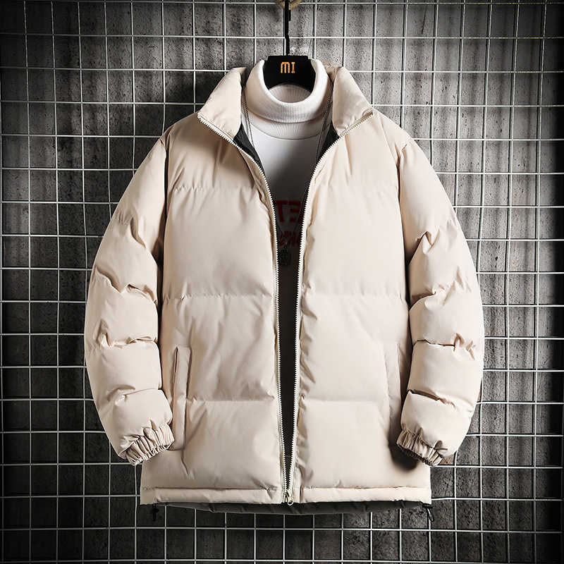 2022 Winter Neue einfarbige Brotrobe Paar Herren Casual Loose Baumwollmanteljacke_voghion.com