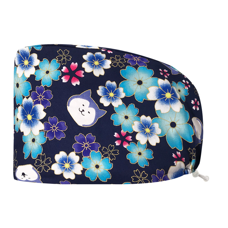 Sombrero de algodón estampado, bonito sombrero de enfermera, dientes, electrocardiograma, herramienta médica, patrón, sombrero de trabajo, sombrero Baotou, exportación
