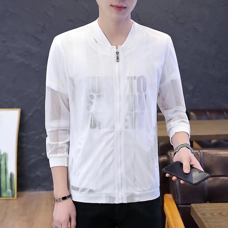 Ice Silk sun protection clothing men's summer 2022 New hollow sun protection clothing trendy loose thin coat skin coat men