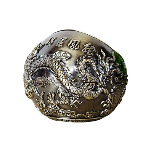 Metal crafts electroplated spherical classical dragon and phoenix in auspicious shape ashtray creative home gift for men