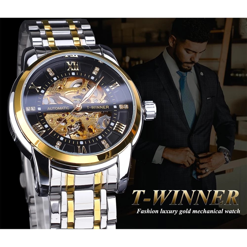 Winner Business Style Men's Waterproof Automatic Mechanical Watch Fashion Casual Hollow out Mechanical Watch_voghion.com