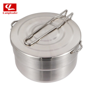 Outdoor Camping 304 Stainless Steel Bento Pot BBQ Portable Mountaineering Set Pot Folding Handle Picnic Cooking Pot