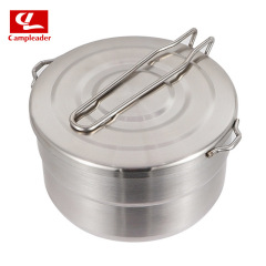 Outdoor Camping 304 Stainless Steel Lunch Pot BBQ Portable Hiking Foldable Handle Picnic Steaming Cooking Pot Set