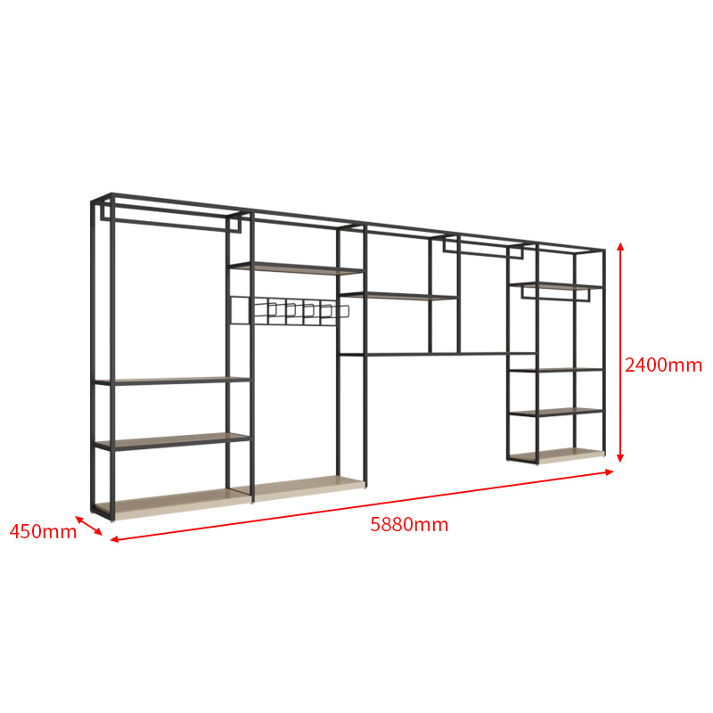 Estante de hierro montado en la pared estante de múltiples capas estante de exhibición de lujo ligero sala de exposiciones producto muestra de tela tienda de textiles para el hogar estante de exhibición