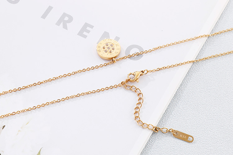 wholesale fashion geometric diamond pendant titanium steel earrings necklace set Nihaojewelry