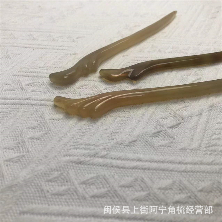 Hand Carved Goat Horn Hair Stick 18cm Bow Shape Traditional Hair Pin for Updos and Gifting details