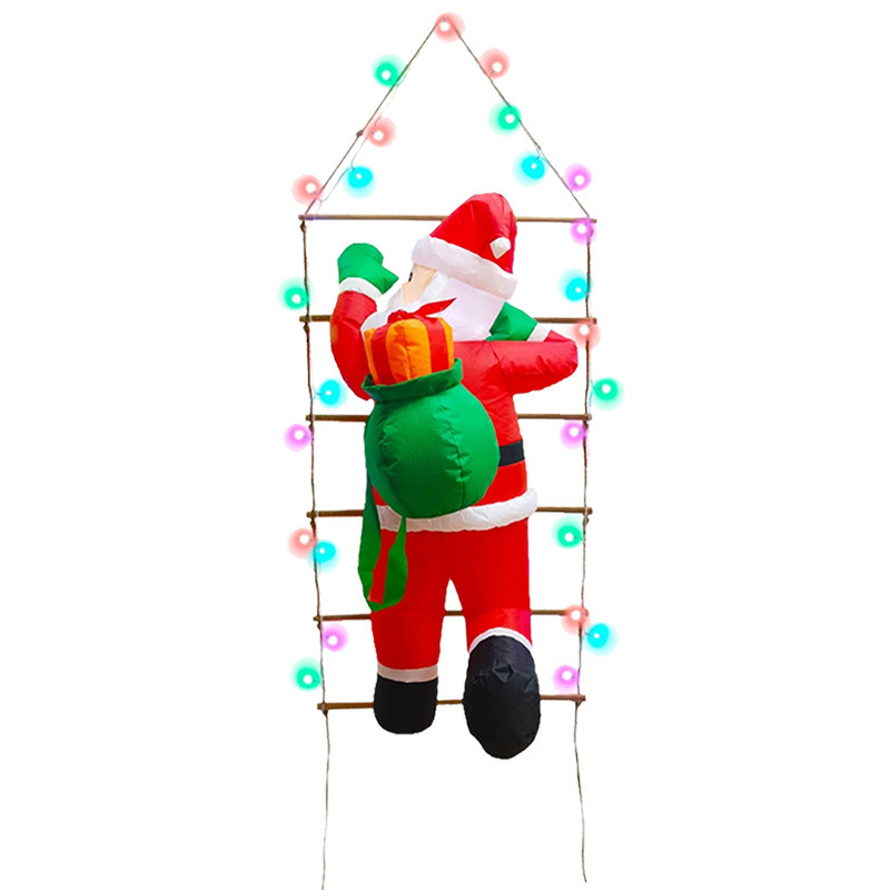 クリスマスにledランプを内蔵してはしごを登る老人モデル室内の屋外装飾品が光る空気型|undefined
