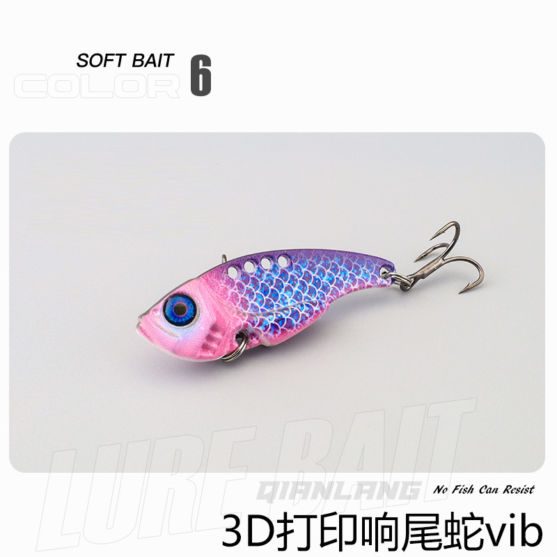 3D lentejuelas de metal colorido VIb falso cebo de cascabel de tiro largo que rebordea Luya cebo Caballo Boca Bass cebo de Pesca de Agua Dulce