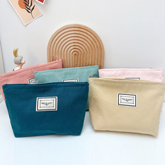Minimalist Candy Color Canvas Makeup Bag Zipper Portable Pocket Handbag Travel Daily Use Storage Bag