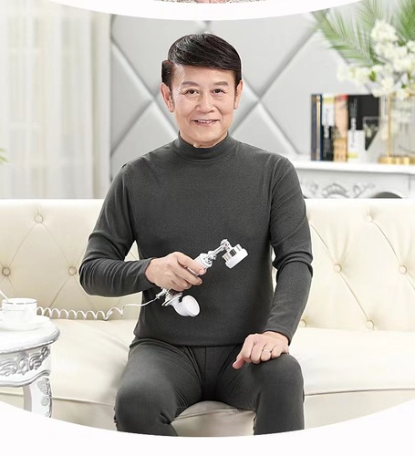 Men's Half-High Collar Double-Side Velveteen Winter Warm Innerwear Top for Middle-Aged and Elderly, Dad and Grandpa Autumn/Winter Thermo-Insulated Innerwear, Bulk Wholesale