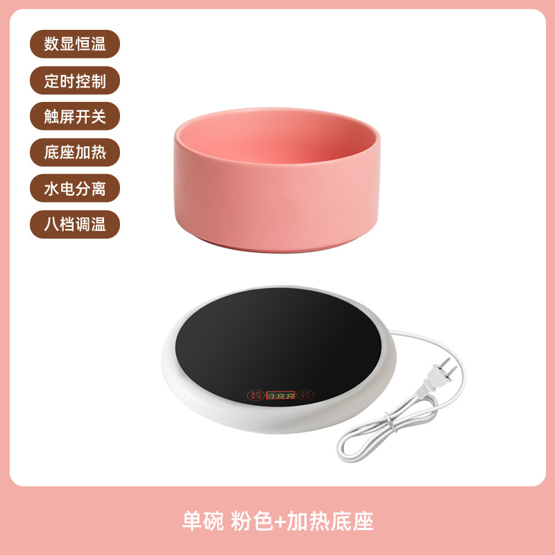 Tazón de agua de cerámica para perros y gatos, recipiente de calentamiento de aislamiento térmico para alimentación de gatos, recipiente de agua de invierno para bebidas