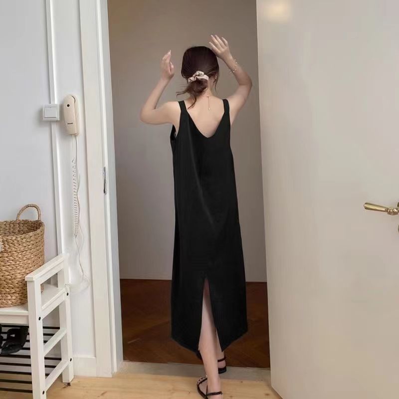 Summer black shiffon long skirt