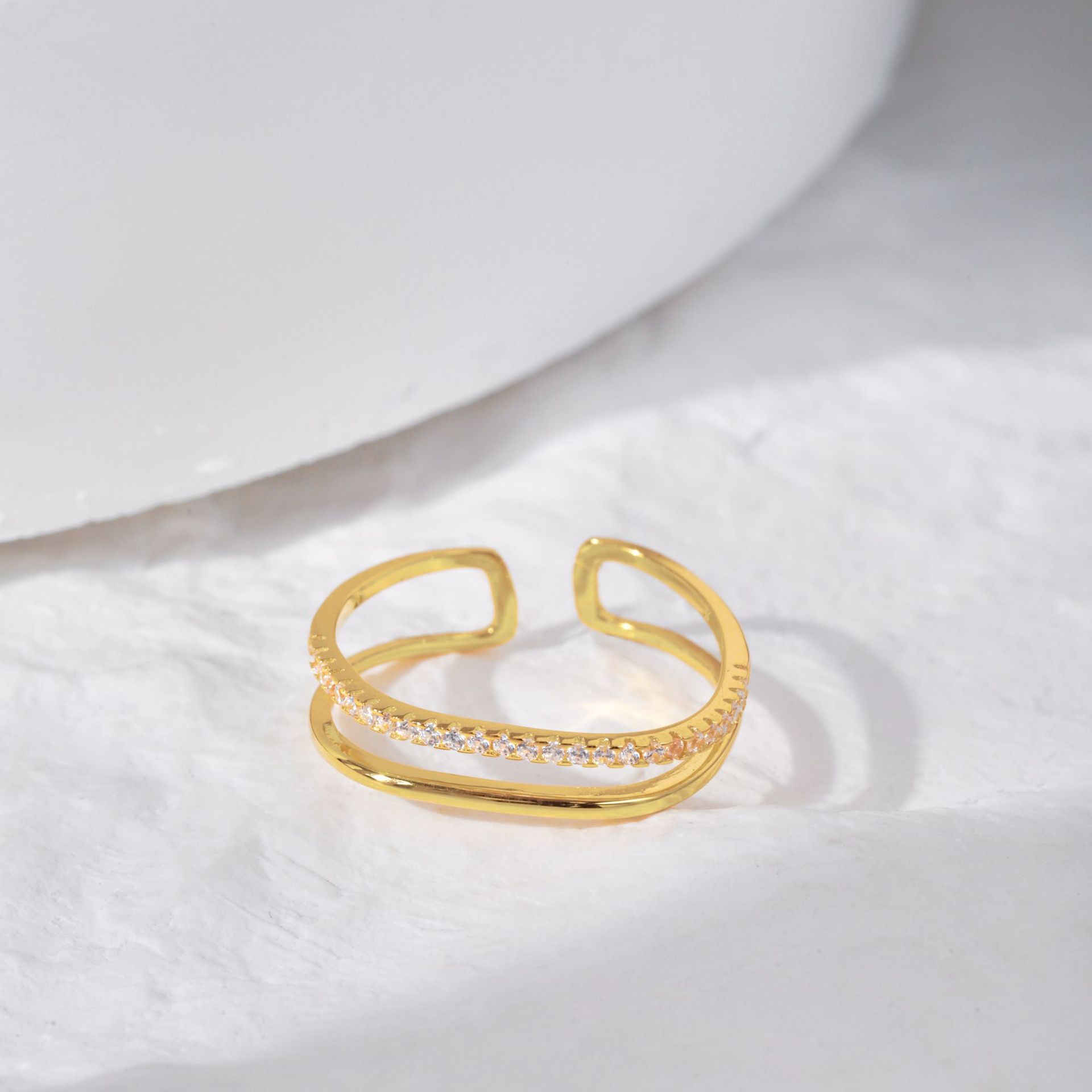 Simple Style Solid Color Silver Plating Inlay Zircon Open Ring 1 Piece