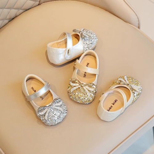 Baby Shoes 2025 Spring and Autumn Children's Crystal Princess Shoes for Girls, Sparkling Diamond Non-Slip Toddler Learning to Walk Shoes, Fashionable and Versatile