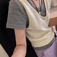 韩系！【叠穿小能手】2025秋新款百搭休闲外穿U领显瘦针织背心女