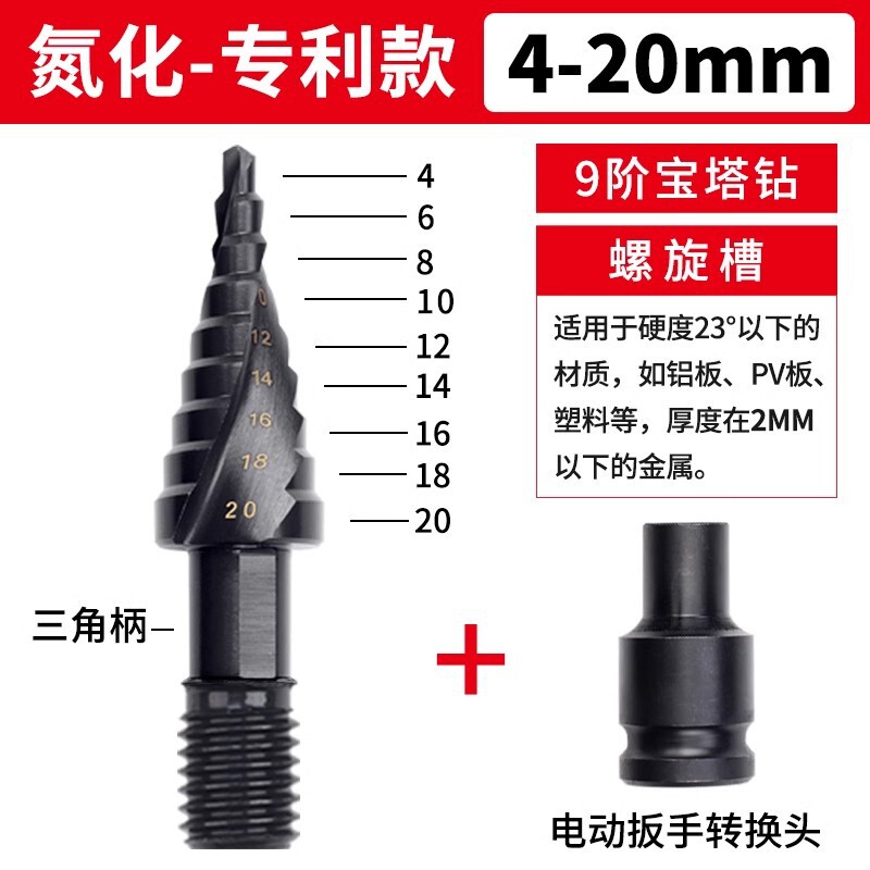 电动扳手专用宝塔钻头高硬度铁皮不锈钢板打孔专用高钴扩孔开孔器|undefined