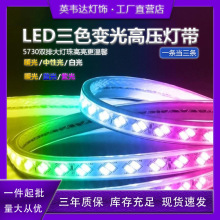灯带led灯条三色变光家用变色客厅吊顶220V户外防水rgb长条软七彩