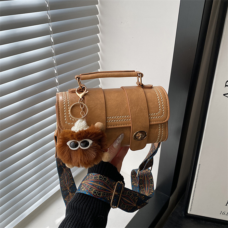 Women's Retro Boston Shoulder Bag, Stylish Cylindrical Handbag_voghion.com