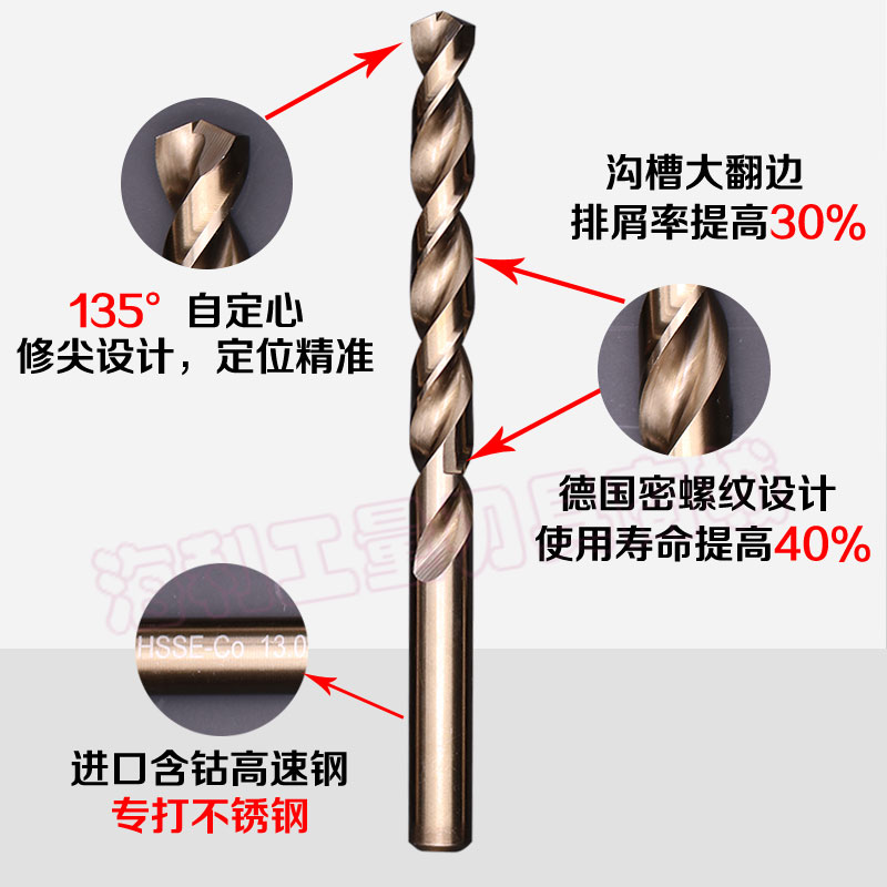 进口材质超硬不锈钢含钴麻花钻头合金高速钢电钻模具打孔套装